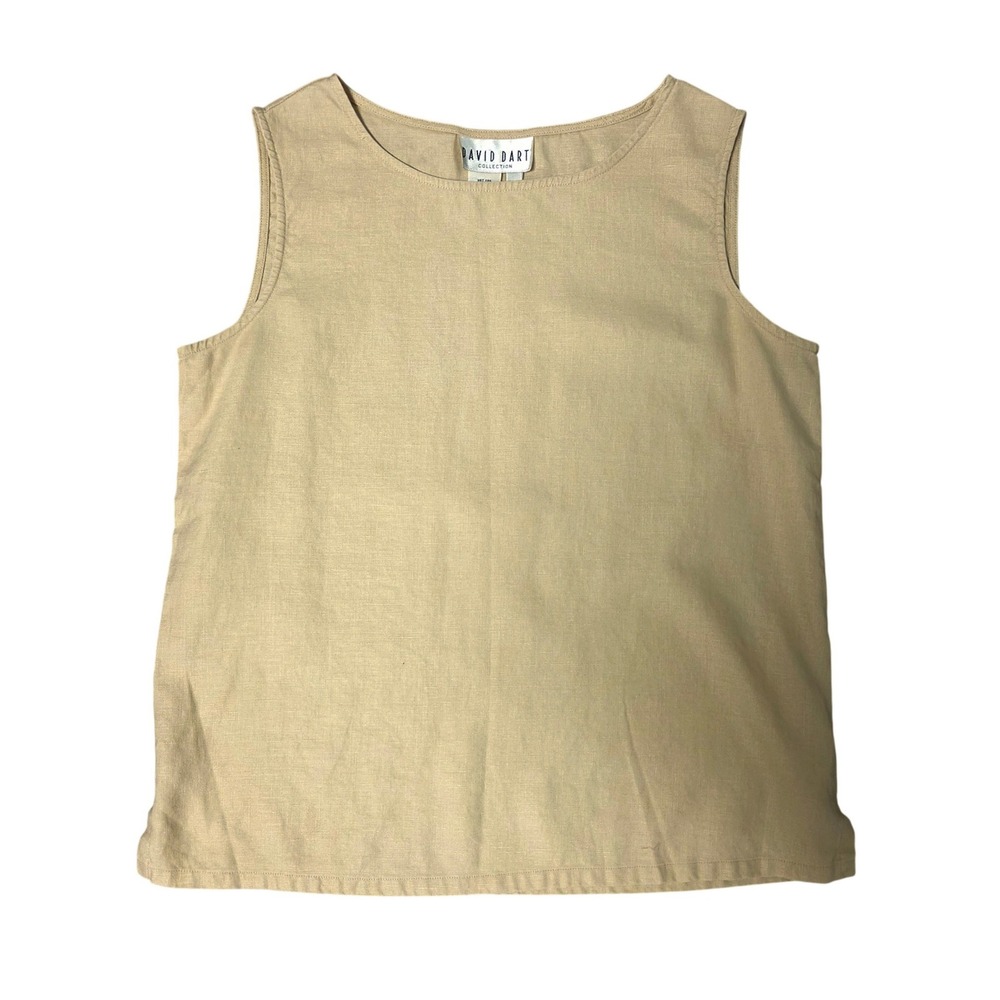 90s Linen Tan Khaki Sleeveless Top Size S Neutral Minimalist Capsule